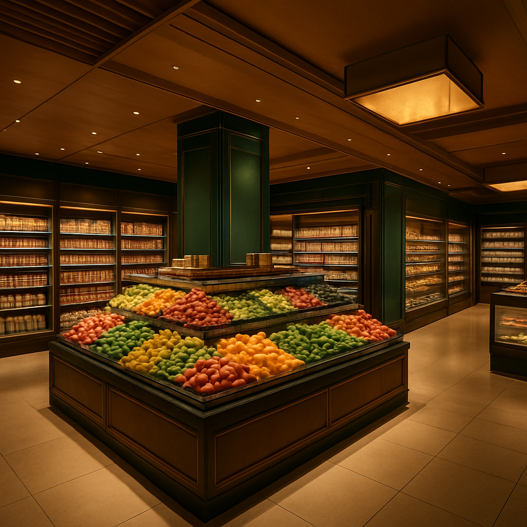Interior of a premium Shraddha grocery store